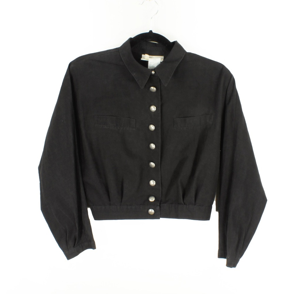 Vintage Claudie Pierlot Paris Silver Metal Button Black Lightweight Jacket